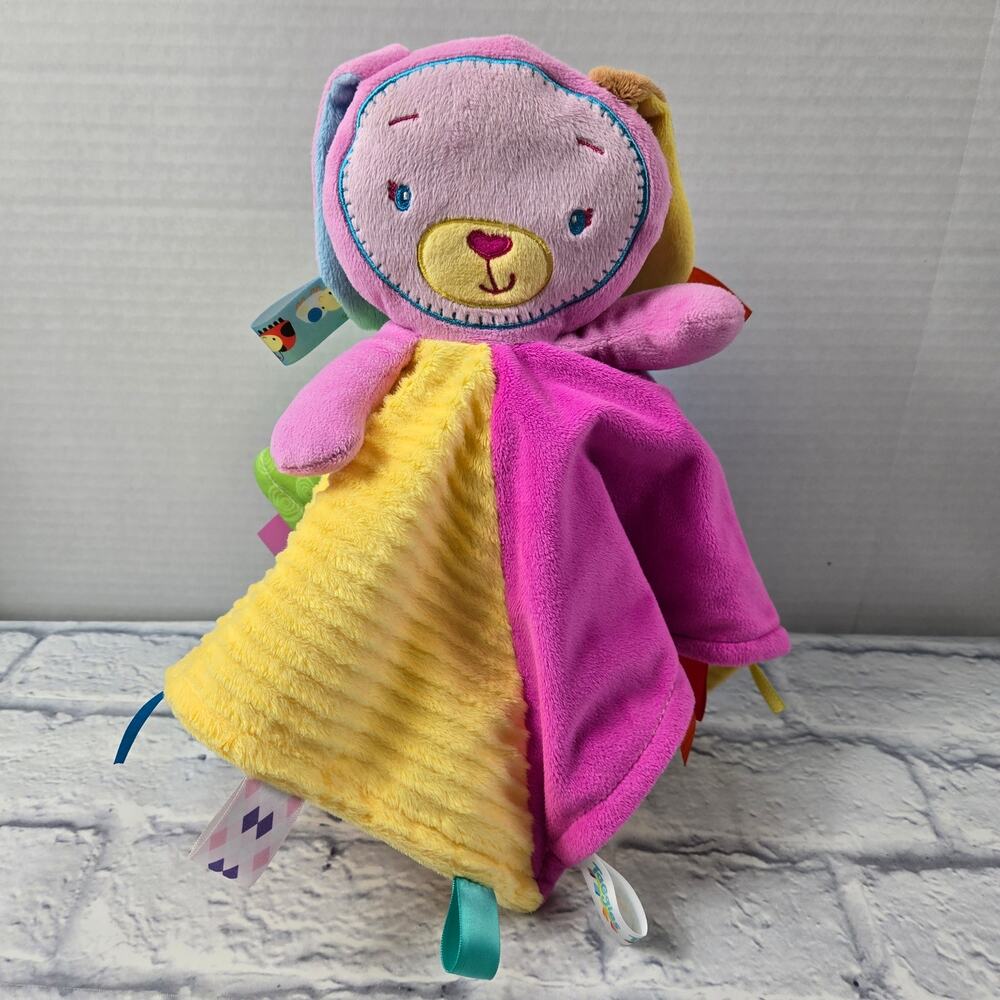 Taggies Lovey Bunny Rabbit Colorful Baby Security Blanket Textured Tactile Plush